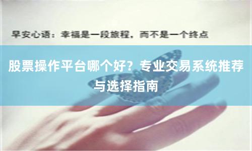 股票操作平台哪个好？专业交易系统推荐与选择指南